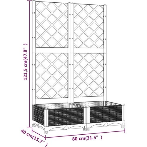 VidaXL Vrtna sadilica s re&amp;scaron;etkom svjetlosiva 80x40x121 5 cm PP Slike