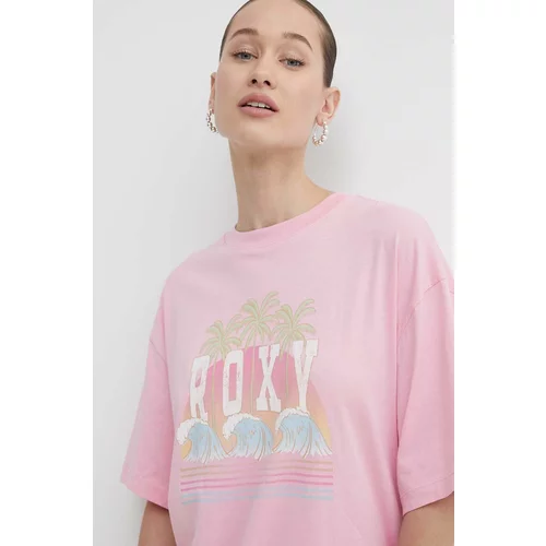 Roxy Pamučna majica za žene, boja: ružičasta, ERJZT05692