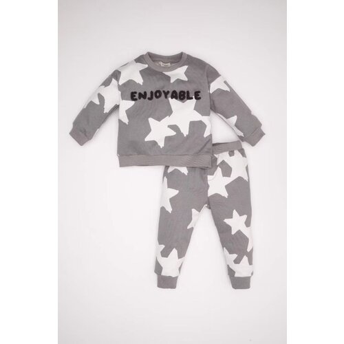 Defacto Baby Boy Star Patterned Sweatshirt Tracksuit Bottom 2-Piece Set Slike