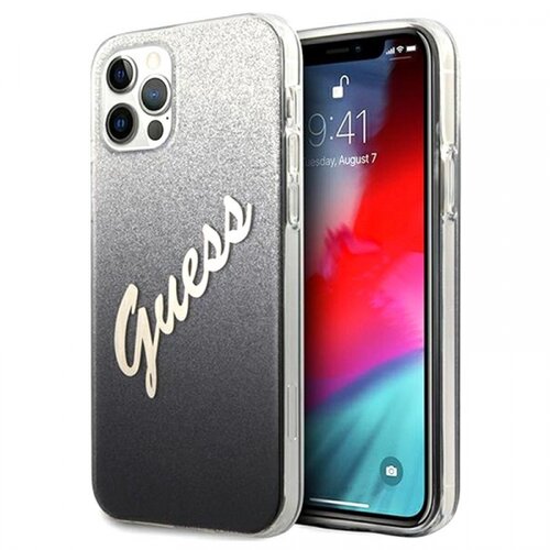 Guess GUHCP12PCUGLSBK silikonski ovitek za iPhone 12 Pro Max - srebrno sive bleščice Cene