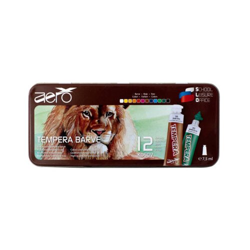 Boja tempera Aero 7,5ml tubice 12 kom u limenoj kutiji, design lav Cijene
