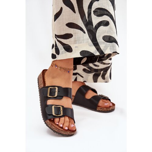 EVENTO Women&amp;#039;s Flip Flops On Cork Platform With Buckles Black Vesina Slike