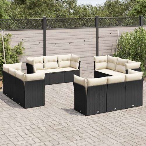  12-dijelni set vrtnih sofa od poliratana s jastucima crni Cene