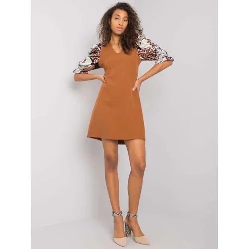 Fashion Hunters Brown dress with decorative sleeves from Leesburg