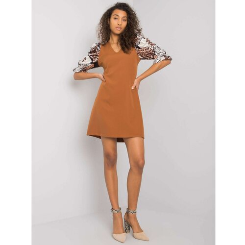 Fashion Hunters Brown dress with decorative sleeves from Leesburg Slike