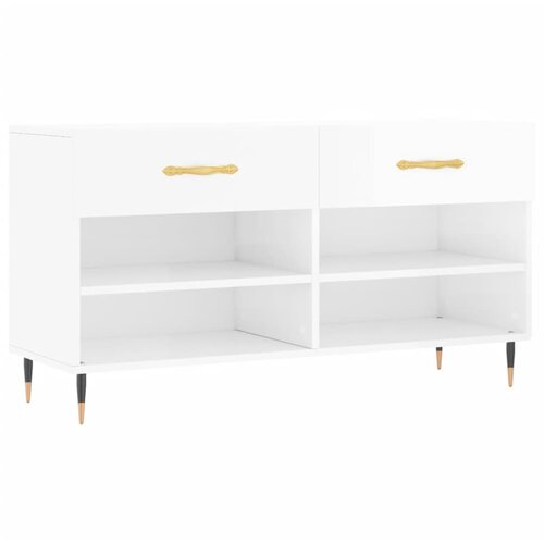 Maison Chic Regal za čevlje - Polica za čevlje visok sijaj bel 102x35x55 cm inženirski les, (21777731) Cene