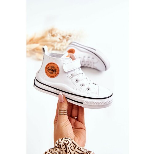 Kesi Children's Leather Sneakers With Velcro White Bruni Cene
