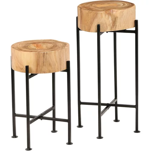  Dvodijelni set bočnih stolića od masivnoog bagremovog drva