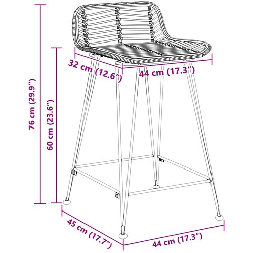 stolica 2 pcs Crna 44 x 45 x 76 cm Ratan i Čelik Slike