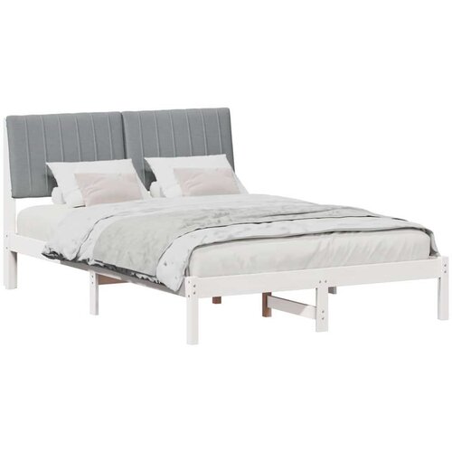  Okvir za krevet s uzglavljem Bijelo 135 x 190 cm tkanina Slike