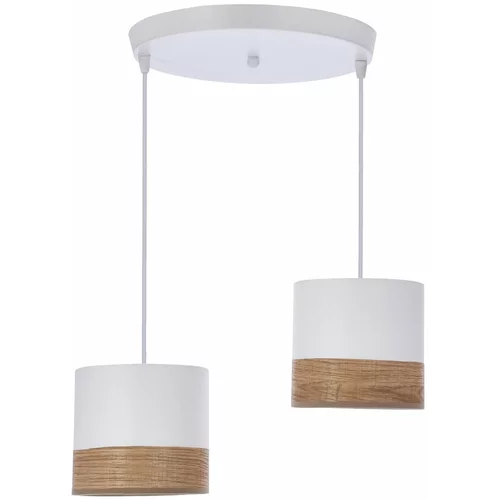 Candellux Lighting Bijela viseća svjetiljka s tekstilnim sjenilom/sa sjenilom od furnira ø 15 cm Bianco –