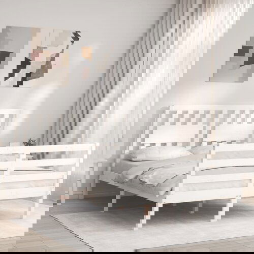 vidaXL Okvir kreveta s uzglavljem bijeli 120 x 200 cm od masivnog drva Cijene