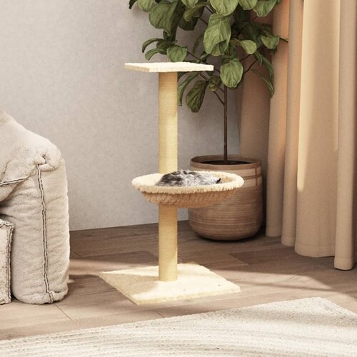 VidaXL Mačje drevo s praskalnikom iz sisala krem 74 cm Slike