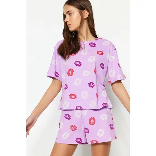 Trendyol Pajama Set - Purple - Graphic