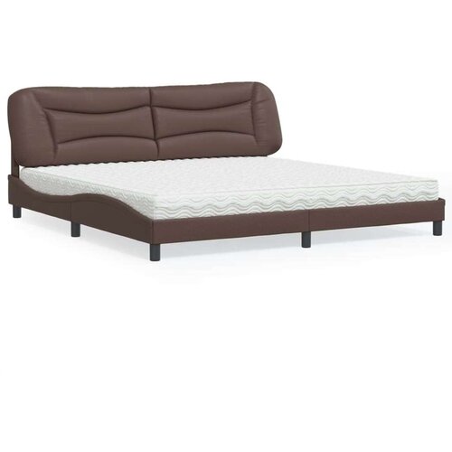  Krevet s madracem smeđi 200x200 cm umjetna koža Slike