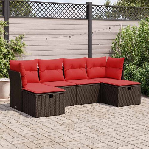 vidaXL 6-dijelni set vrtnih sofa od poliratana s jastucima smeđi Cijene