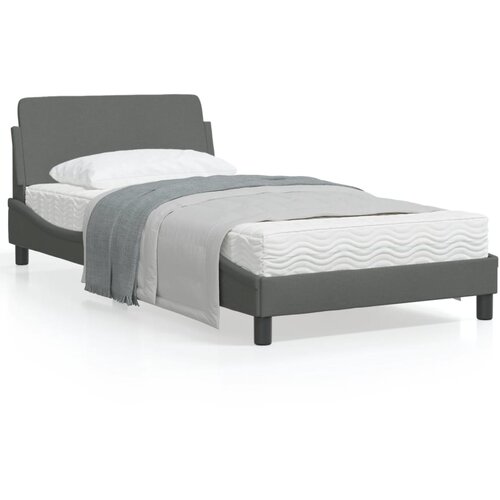VidaXL Okvir za krevet s uzglavljem tamnosivi 100x200 cm od tkanine Slike