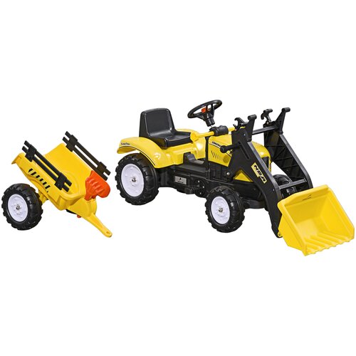 HOMESTAR Pedalni traktor s prikolico in lopato 167x41x52 cm rumene barve, (5000227740) Slike