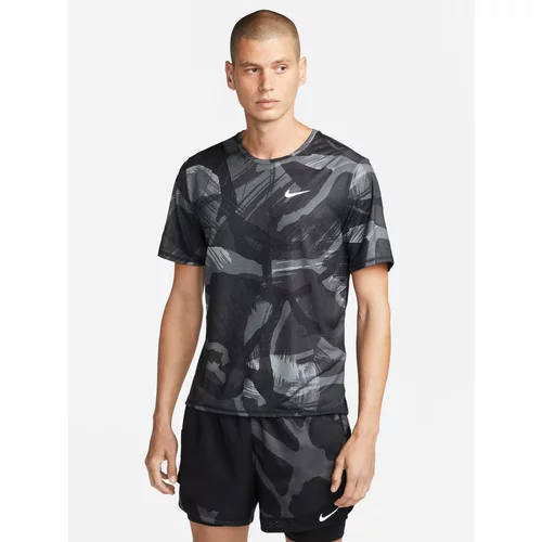 Nike NK DF MILER TOP SS CAMO Muška majica za trčanje, tamno siva, veličina