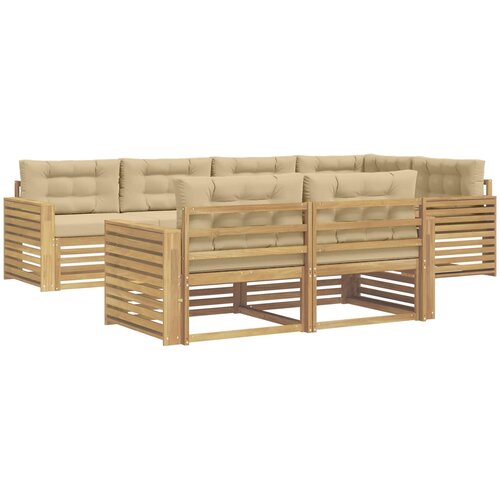  Set vanjskih sofa 7 kom. Bijela i bež Poliester Smeđa 331 x 172,5 x 73 cm Slike