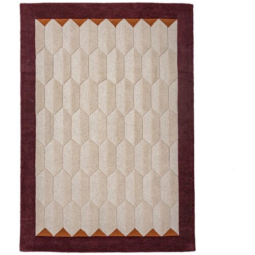 Flair Rugs Bordo rdeča/v naravni barvi ročno tkana volnena preproga 160x230 cm Apex Border Wool &ndash; Cene