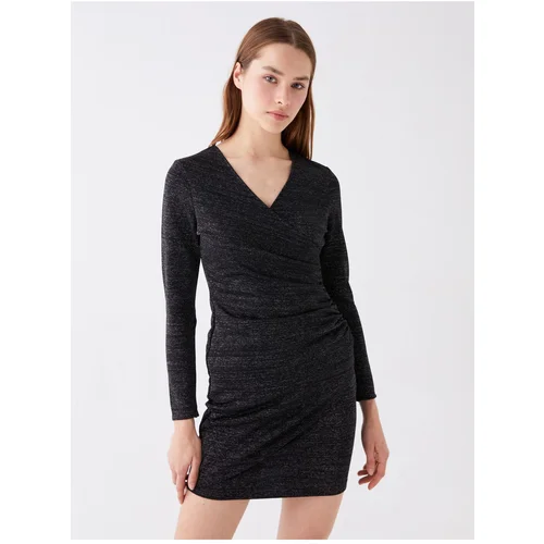 LC Waikiki Double Breasted Collar Shiny Looking Women's Dress