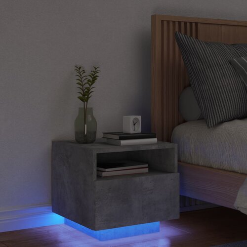 VidaXL Noćni ormarić s LED svjetlima siva boja betona 40x39x37 cm Slike