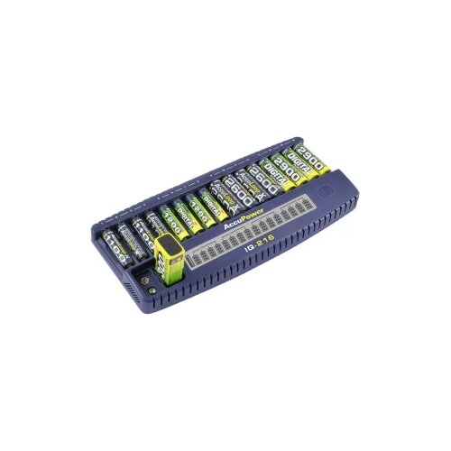 AccuPower Punjač okruglih stanica Nikalj-kadmijev, Nikalj-metal-hidridni IQ216 Micro (AAA), Mignon (AA), 9 V Block Slike