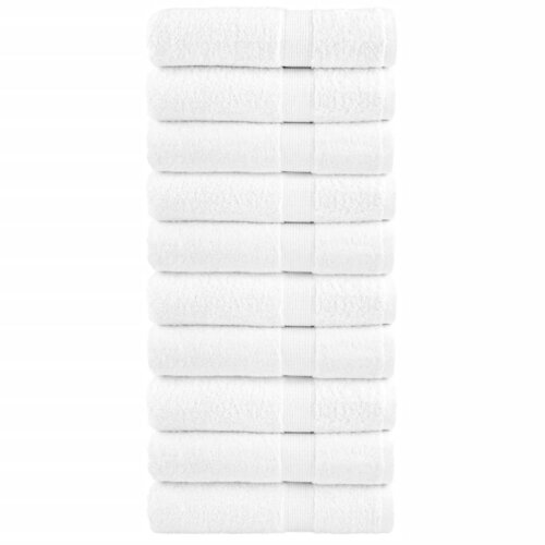 VidaXL Ručnici za kupanje 10 kom bijeli 100x150 cm 600 gsm 100 % pamuk Slike