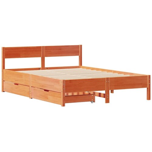vidaXL Posteljni okvir z vzglavjem voščeno rjava 140x190 cm borovina, (21322248) Cene