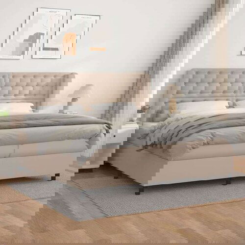  Krevet box spring s madracem cappuccino 200x200cm umjetna koža Cijene