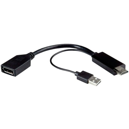 Roline 12.03.3147 displayport / hdmi adapter [1x ženski konektor displayport - 2x mo&amp;scaron;ki konektor displayport\, mo&amp;scaron;ki konektor hdmi] črna 0.15 m, (20429964) Slike