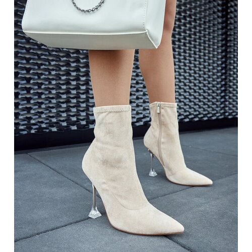 Gemre Beige ankle boots with decorative heel Ferguson Cene