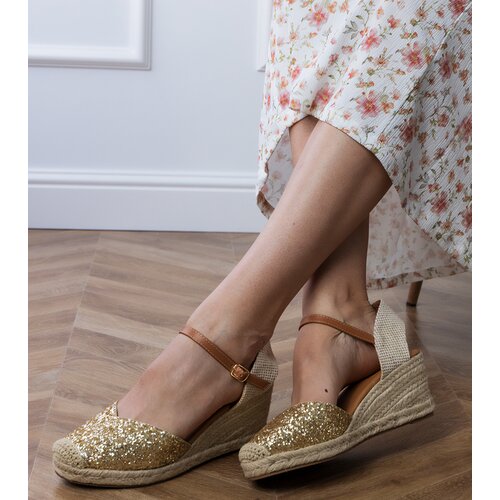 D/CEO Gold glitter wedge sandals Saluni Cene