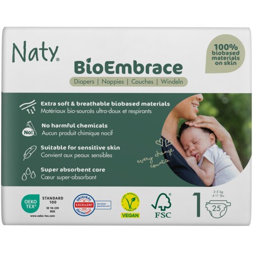 Naty BioEmbrace Pelene veličina 1 (2-5kg) Cene