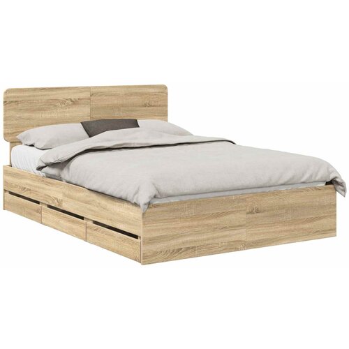 vidaXL konstrukcija postelje s predalom sonoma hrast 140 x 190 cm, (5000113638) Cene