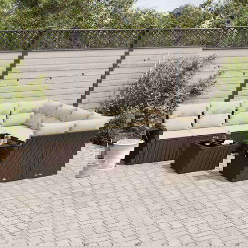VidaXL 9-dijelni set vrtnih sofa s jastucima poliratan smeđi Slike
