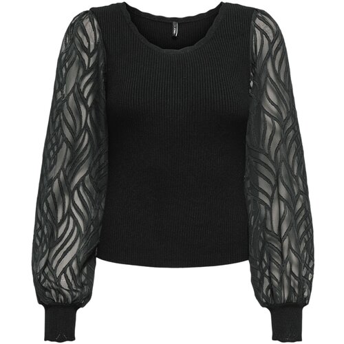 Only ONLJULIE LS RIB MIX O-NECK CC KNT 15350562 Crna Slike