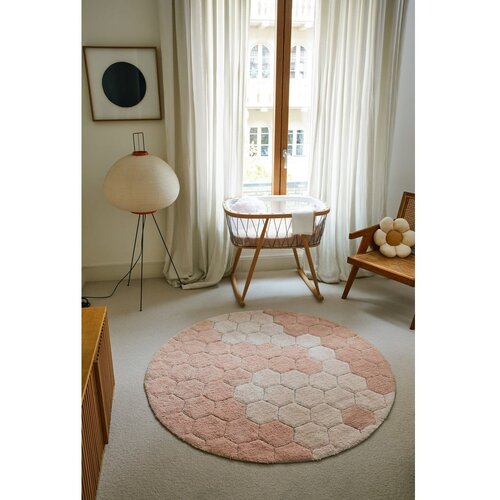 Lorena Canals Svetlo rožnata pralna/ročno tkana bombažna okrogla preproga &amp;oslash; 140 cm Honeycomb Rose &amp;ndash; Slike