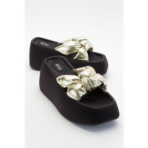 LuviShoes Regno Gold Women's Wedge Heels Slippers Slike