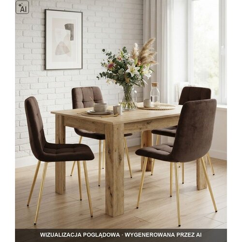 KARA stolica - tamnosmeđi bar&amp;scaron;un / zlatne noge x 1 Slike