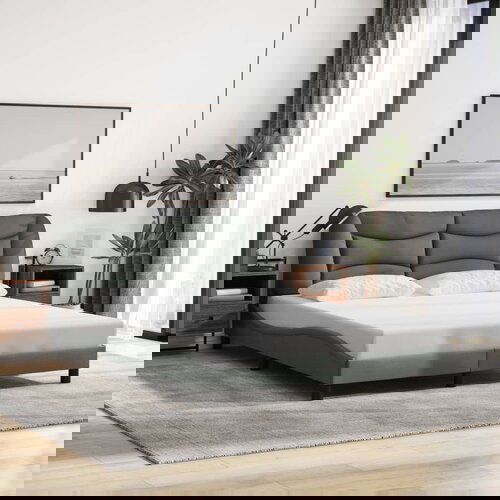  The Living Store Posteljni okvir brez vzmetnice temno siv 160x200 cm blago - Posteljni Okvir, (21523272) Cene