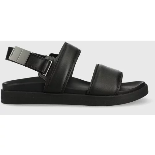 Calvin Klein Usnjeni sandali BACK STRAP SANDAL LTH moški, črna barva, HM0HM00946