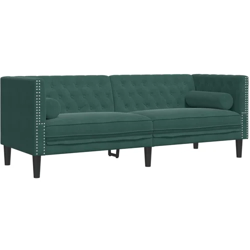 MAISON CHIC kavč - Sofa - Kanape chesterfield z vzglavniki trosed temno zelen žamet, (21727098)