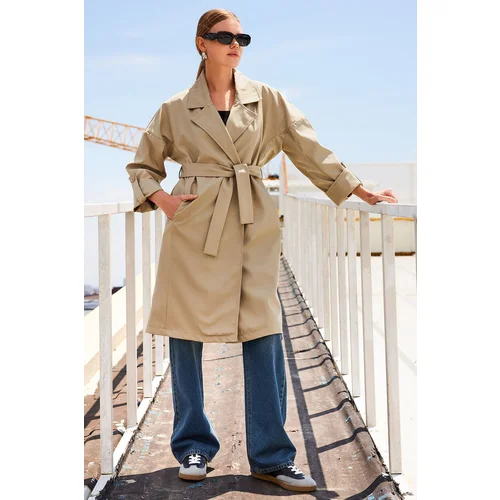 Bigdart 9104 Double Breasted Collar Lined Trench Coat - A.Khaki