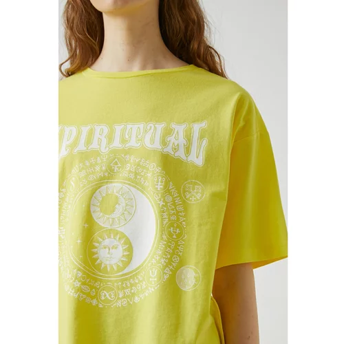 Koton Oversize Printed Short Sleeve Cotton T-Shirt