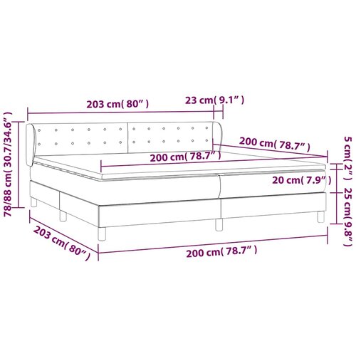  Krevet s oprugama i madracem tamnosivi 200x200 cm bar&amp;scaron;unasti Slike