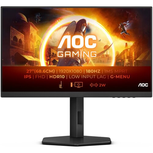 AOC MONITOR AOC GAMING 27” 27G4X IPS, FHD, 180Hz, 1ms, HDR10, G-Sync, Adaptive-Sync, DP, 2xHDMI, zvucnici, pivot Cijene