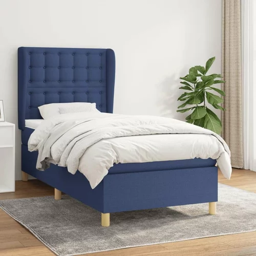  Krevet s oprugama i madracem plavi 80x200 cm od tkanine