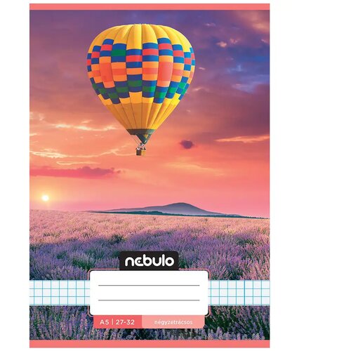 NEBULO balon na vrući zrak iznad lavande, karirani bilježnica s uzorkom 27-32 A/5 Slike